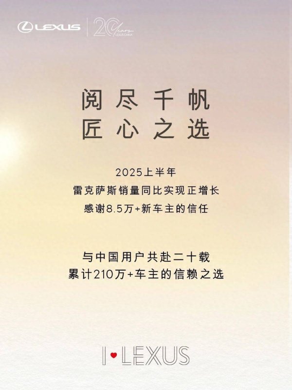 上海杠杆配资2025年 稳坐上半年进口车销冠，这只是雷克萨斯全力提速的开始